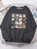 Sudadera para Mujer con Estampado de Gato Emoji Divertido Retro Oversize Street Casual Holgada Sudadera Simple Suave Nueva