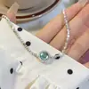 Diseño único, de alta gama, lujo ligero, joyería de moda y exquisita para novia, auténtica aguamarina, fragmento de plata, pulsera de perlas para mujer