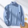 Suéter de cachemira grueso para niños, suéter de cuello alto y bajo para otoño e invierno, suéter de lana de color liso para niñas de talla mediana y grande.