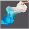 Ventilador de tinta com gradiente preto e branco leque dança do dedo da mão esquerda lua leque gradiente carpa cópia dança leque longo leque de seda longo dança clássica