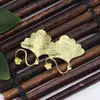 Accesorios de joyería DIY, colgante de hoja de cobre puro que conserva el color, tocado antiguo, accesorios de hoja de ginkgo, accesorios de broche DIY