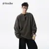 MRCYC Suéter de Mohair para Hombre Otoño Estilo Coreano Moderno Estilo Perezoso Jersey Suelto Cuello Redondo