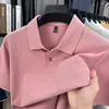 Fábrica Original 100% Algodão Polo Verão Meia-Manga para Meia-Idade Novas Camisetas Casuais Masculinas com Gola e Cor Lisa