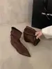 Botines de ante Melard con plataforma interior, punta fina, plisados, para mujer, nueva colección otoño 2026, Botas de vaquero occidentales, Botas Martin