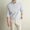 Nueva colección de otoño: Sudadera de manga larga de forro polar suave como una nube, de color liso, con cuello tipo polo, cierre de botones y un diseño cómodo y versátil