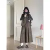 Moda Elegante Retro Versátil Adelgazante Otoño Suede Terciopelo Chaleco Falda Manga Larga Capa Base Conjunto de Tres Piezas para Mujer Tallas Grandes