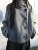 Ropa de mujer INS transfronteriza, estilo simple y de nicho, cárdigan holgado de cuello alto vintage otoño-invierno, chaqueta única, conjunto de estilo coreano