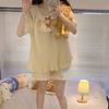 Pijama dulce japonés estilo volantes para mujer verano lazo manga corta encaje estudiante conjunto ropa de casa