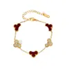 Pulseira de Trevo de Quatro Folhas Flor Tridimensional Estilo Europeu e Americano Ins, Joia de Moda Elegante Feita à Mão, Acessório de Mão em Aço Inoxidável
