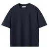 Camiseta de Manga Corta 100% Algodón 280g Colección 2025 Hombro Caído Corte Holgado Unisex Cuello Redondo Manga Media Hilo Doble 32s Transfronteriza Tallas Grandes