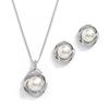 Conjunto de Colar com Pingente de Pérola Artificial e Brincos, Design Versátil e Moderno com Zircônia, Presente de Dia das Mães para a Mamãe