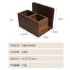 Portarrollos de Papel para Cocina de Madera Maciza Negra, Caja Combinada para Guardar Cuchillos, Tenedores y Cucharas, Caja para Cubiertos Comercial, Portanapkins de Madera Maciza