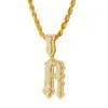 Corrente Cubana Cheia de Diamantes Estilo Hip-Hop Europeu e Americano Pingente de Letra R em Inglês Colar Personalizado Colar Tendência para Homens para Boate