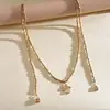 Collar minimalista de metal cuadrado con flor de cuentas europea y americana, cadena para suéter de nicho y simple, accesorio versátil y de alta gama