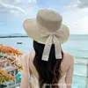 Nuevo Sombrero de Sol de Verano, Sombrero de Paja Plano Estilo Francés para Mujer con Circunferencia de Cabeza Grande, Sombrero de Sol Tejido con Protección Solar para la Playa