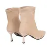 Botines de gamuza para mujer para otoño e invierno, botas delgadas de tacón alto, estilo único, punta fina, tacón grueso, talla grande, nuevas botas Martin de otoño e invierno