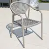 Cadeira de vime para lazer ao ar livre, pátio de villa, terraço externo, cadeira de vime para uma pessoa, varanda, cadeira de jantar em liga de alumínio, cadeira com encosto