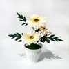 Flores Artificiales para Exportación: 3 Girasoles en una Maceta, Decoración para el Hogar para la Sala de Estar, Adorno de Planta Verde, Arreglo para Salón de Bodas, Bonsái de Flores Artificiales