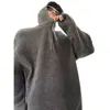 Suéter com Capuz Popular Europeu Tamanho Cruzado Tia Suéter Masculino e Feminino Meio Zíper Outono e Inverno Jaqueta Quente Fábrica Atacado