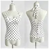 Top Tubo Corto de Lunares con Cuello Halter y Tirantes en la Espalda, Moldeador de Cintura, Doble Uso, Blanco