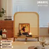 Biombo de Madera Maciza Vintage para Sala de Estar, Biombo de Madera Maciza con Tejido de Ratán para Entrada, Frente a la Puerta, Nuevo Estante de Almacenamiento Estilo Retro