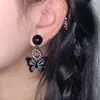 Aretes de Mariposa Negros ~ Dulces y Frescos Diseño de Nicho Ins 2025 Nuevos Aretes Retro para Mujer Accesorios de Oreja de Moda Clips para Orejas