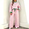 Conjunto de Calças Casuais Simples de Cintura Elástica com Estampa de Bolinhas Loose de Cintura Alta para Mulheres - Nova Coleção Outono/Inverno 2026 Europeia e Americana Transfronteiriça