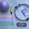 Anillo de Pilates Juego de Siete Piezas con Correa de Asistencia para Estirar, Banda de Resistencia de Silicona, Calcetines de Yoga, Pelota de Yoga, Combo Adelgazante