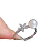Accesorios DIY Plata de Ley S925 Lujo Ligero Moda Anillo de Perla Soporte en Blanco Anillo de Dedo Hecho a Mano Soporte para Anillo Anillo de Dedo Abrible 5-7mm