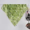 Estilo Pastoral Grama Verde Crescente Lenço Quadrado Pequeno Estampado de Cetim Feminino Lenço Pequeno Versátil Lenço de Cabeça com Proteção Solar Primavera e Verão
