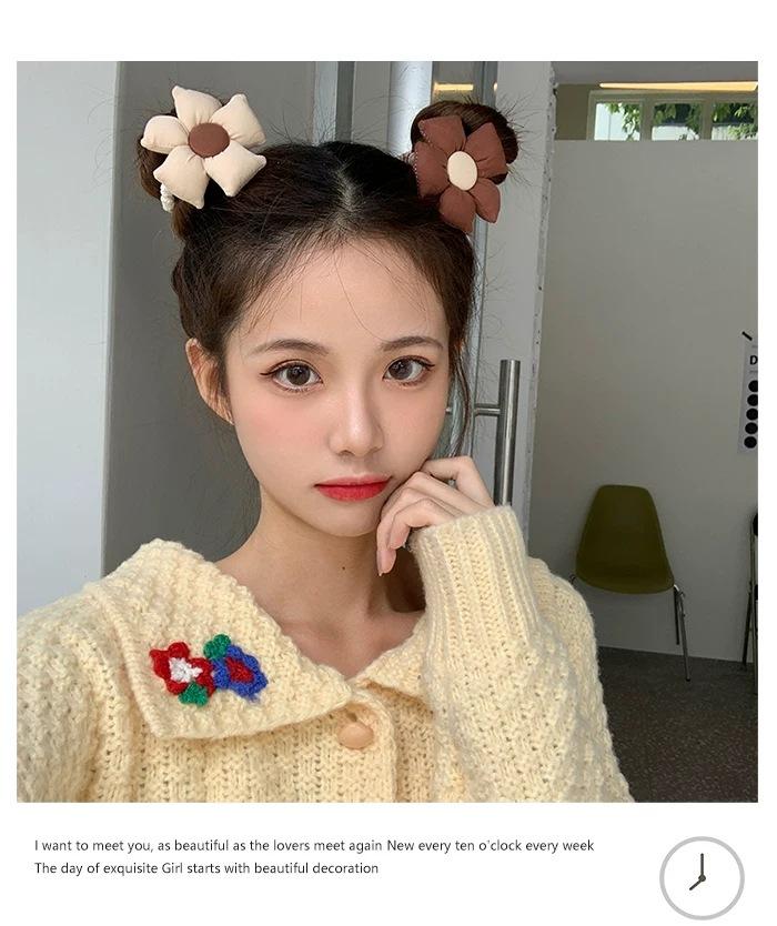 新款咖色蝴蝶结小花发圈