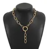 N12404 Moda europea y americana metal viento frío cadena simple collar en Y personalizado geométrico cadena de aluminio cadena de clavícula