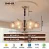Luminárias para Sala de Estar e Sala de Jantar Estilo Francês Meio do Século Americano Retrô Madeira Maciça Âmbar Vidro Atmosfera Lustre de Quarto de Luxo