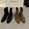 Botines de Gamuza con Tacón Grueso Estilo Francés para Mujer, Nuevos Populares Otoño/Invierno 2026 Botas tipo Martin, Botines Cortos Ajustados Forrados de Felpa