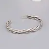 Pulseira aberta ajustável de prata tailandesa tecida estilo coreano retrô, simples, de moda, personalidade, para todas as ocasiões, feminina