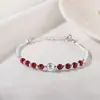 Pulseira de Granada para Meninas Design de Nicho Ins Benmingnian Luxo Leve Simples Pulseira de Contas de Transferência para Namorada