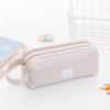 Estojo de Lápis Portátil Criativo de Camada Dupla Grande Capacidade, Simples Estilo Ins Bolsa de Material Escolar de Tecido Oxford com Zíper Duplo para Alunos do Ensino Fundamental, Atacado