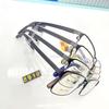 8910 gafas de media montura informales de negocios para hombre al por mayor, montura de gafas de titanio semiligera, montura de gafas de plástico de acero, súper elásticas y resistentes, con patas de gafas