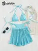 Comercio Electrónico Transfronterizo se Especializa en Suministrar Conjuntos de Bikini Sexy para Mujer al por Mayor Listos para Usar, Pantalones de Playa Casuales Semi-Transparentes de Nylon