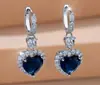 Venta Caliente Transfronteriza Platino Topa Corazón del Océano Diseño de Botón de Oreja Lujo Ligero Elegante Sentido de Alta Gama Pendientes Venta Caliente