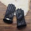 Guantes de Cuero y Piel Integrados para Hombre de Invierno, Guantes Gruesos de Lana y Piel de Oveja para Exteriores para Mujer, Guantes de Dedos Separados para Pareja, Resistentes al Frío y Compatibles con Pantalla Táctil