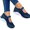 2026 Verano Europeo Punta Redonda Tejido Velcro Suela Gruesa Mocasines para Mujer Comercio Exterior Talla Grande Estación Independiente Malla Casual Zapatos de Mujer