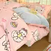 Juego de ropa de cama de cuatro piezas de terciopelo de leche con dibujos animados de invierno, nueva funda de edredón individual de franela de terciopelo coral, juego de cama de tres piezas con sábana