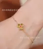Fanjia Versión Alta Oro Rosa Pétalos Llenos de Diamantes Trébol Collar Pendiente de Flor de Trébol de un Solo Diamante Cadena para Clavícula