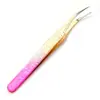 Pinça para Cílios Colorida Flor de Gelo, Pinça de Alta Precisão para Extensão de Cílios, Curvador de Cílios, Prendedor de Pena Dourada, Prendedor de Golfinho, Pinças para Extensão