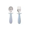 Cuchara de acero inoxidable 304 con mango corto de silicona para entrenamiento de comida para bebés, utensilio para comer alimentos complementarios para niños