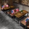 Sofá de Bar Retro Americano Porta-Cartões Mesa e Cadeira de Sofá para Restaurante Ocidental Combinação de Sofá de Tecido para Café Estilo Industrial