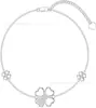 Pulsera de Trébol de Cuatro Hojas de Plata 925 Estilo Europeo y Americano Transfronteriza para Mujeres, Joyería de Doble Capa de Trébol de la Suerte de Moda Tendencia, Joyería Popular en Línea