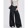 Jeans de Pierna Ancha Talla Plus para Mujer, Verano Delgados de Cintura Alta Sueltos Adelgazantes Caídos Azul Oscuro Pantalones de Longitud Completa