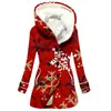 Casaco Trench Coat de Natal com Estampa Digital 3D para Mulheres, Comprimento Médio Estilo Americano Casaco de Algodão de Alta Qualidade para Mulheres Atacado